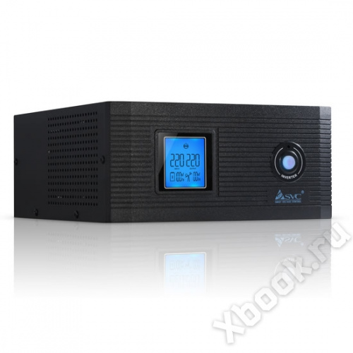 Инвертор SVC DI-1200-F-LCD, 1200ВА / 1000Вт, 220В, 50Гц, 3 мс, чёрный, 290*255*120 мм вид спереди